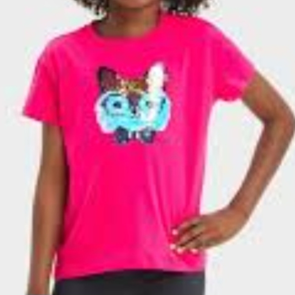 Pink Sequin Butterfly Kids T-Shirt